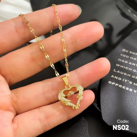 18k Gold Plated Green Pendant Necklace - NS02