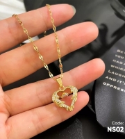 18k Gold Plated Green Pendant Necklace - NS02